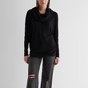 Express Ribbed Cozy Knit Cowl Neck Top